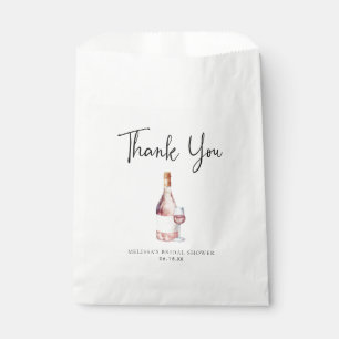 Pink Watercolor Vino vor Vows Brautparty Geschenktütchen