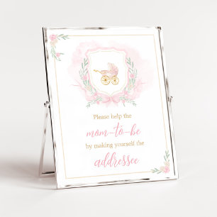 Pink Watercolor Wappen Baby Shower Envelope Statio Poster