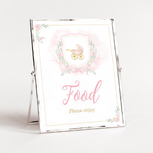 Pink Watercolor Wappen Babydusche Nahrung Poster