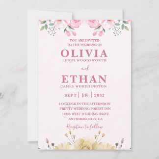 Pink Watercolor Wedding Party Virtual Invitation  Einladung