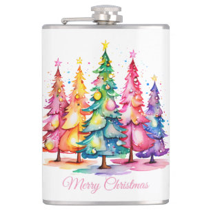 Pink Watercolor Weihnachtsbaumflasche Flachmann