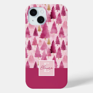 Pink Watercolor Weihnachtsbaummuster Case-Mate iPhone Hülle