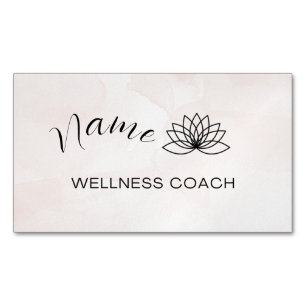 Pink Watercolor Wellness Coach Custom Magnetische Visitenkarte