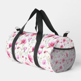 Pink Watercolor Wildflower Duffle Bag