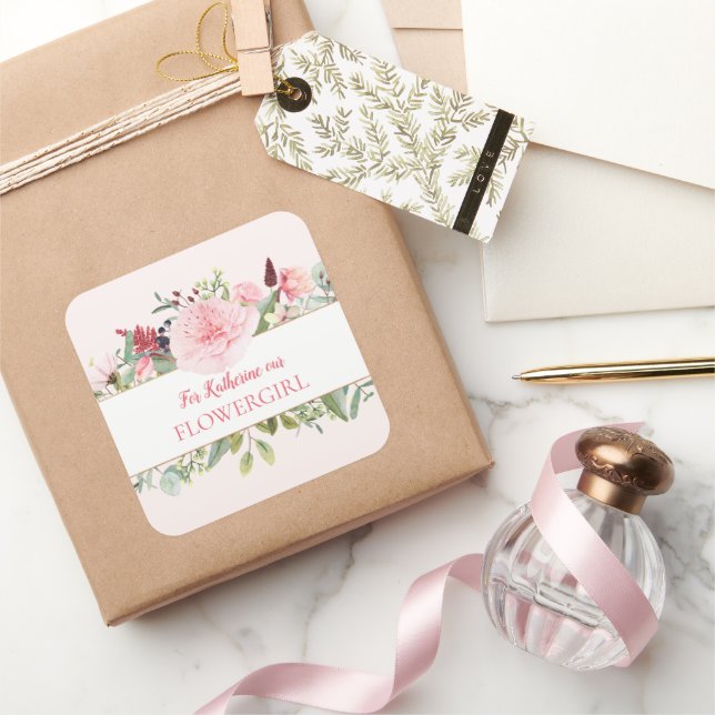 Pink Watercolor wird mein Blumenkleber sein Quadratischer Aufkleber (Schenken)