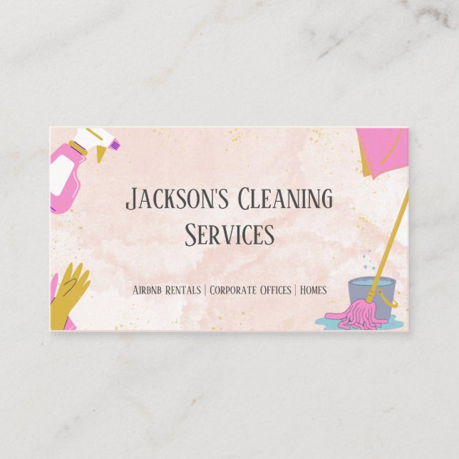Pink Watercolor Zuhause und Airbnb Reinigungsdiens Visitenkarte (Vorderseite)