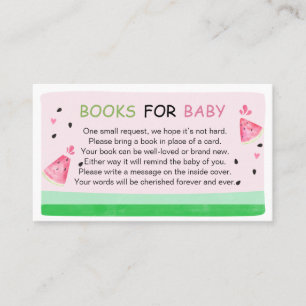 Pink Watermelon Baby Showbücher für Baby Visitenkarte