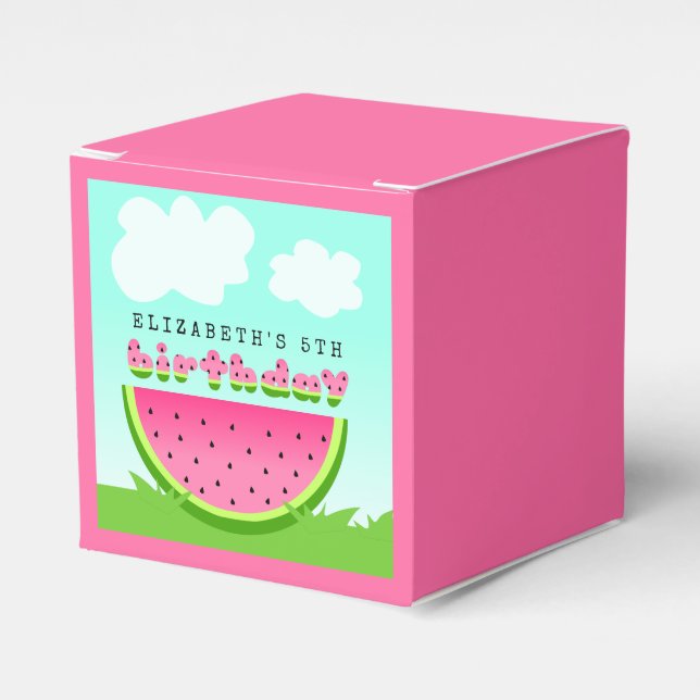Pink Watermelon Birthday Picnic Party Geschenkschachtel (Vorderseite)