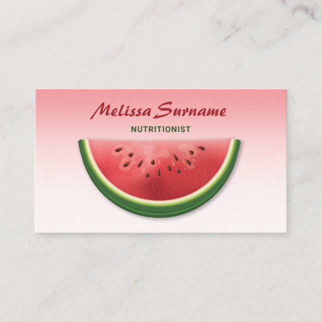 Pink Watermelon Fruit Slice Dietitian Nutritionist Visitenkarte (Vorderseite)