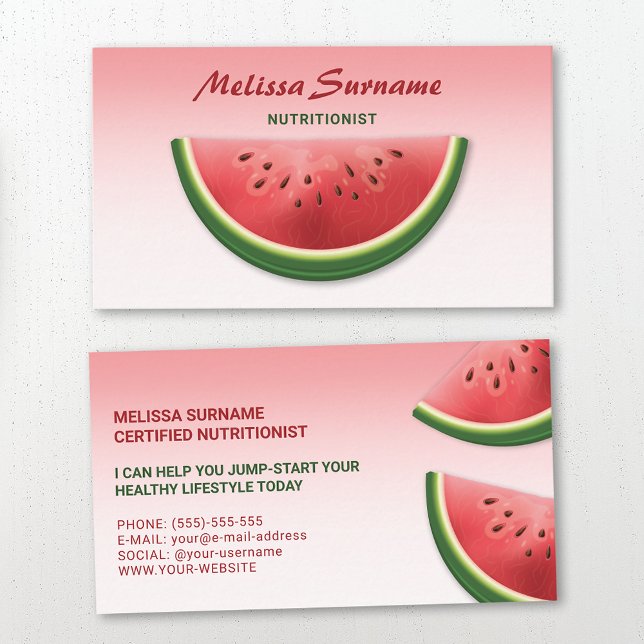 Pink Watermelon Fruit Slice Dietitian Nutritionist Visitenkarte (Von Creator hochgeladen)