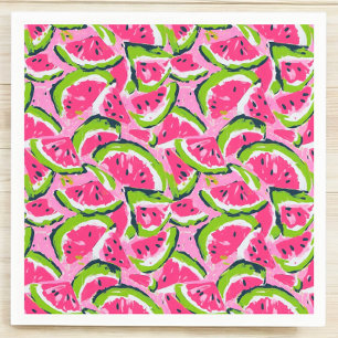 Pink Watermelon Fruit Slices Pattern Preppy Serviette