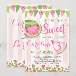 Pink Watermelon Geburtstagsparty Einladung