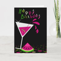 Pink Watermelon Martini Cocktail Grußkarte