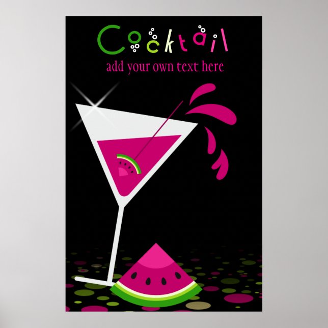 Pink Watermelon Martini Cocktail Party Poster (Vorne)