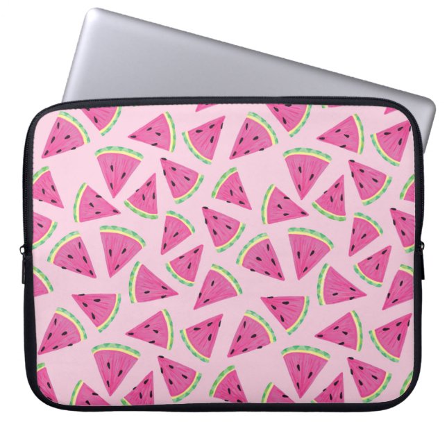 Pink Watermelon-Muster Laptopschutzhülle (Vorderseite)