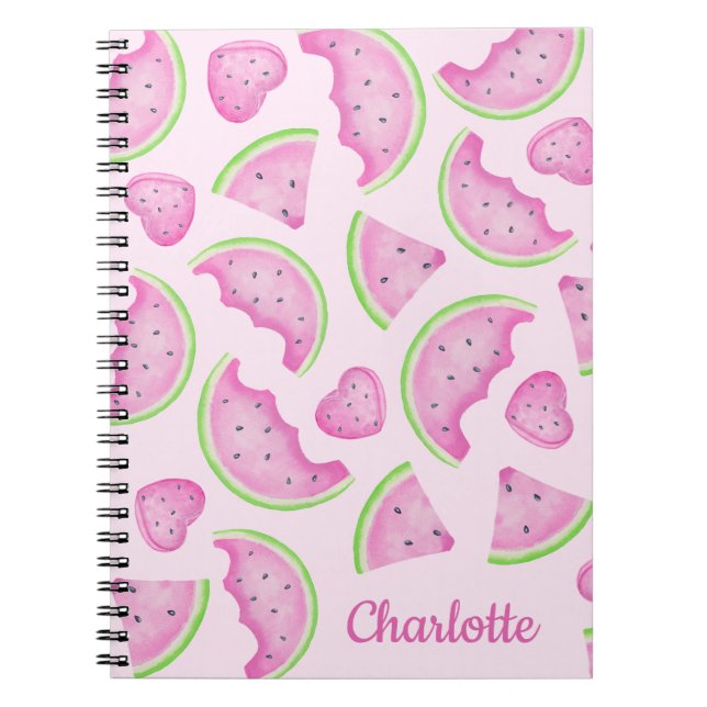 Pink Watermelon Notebook - Individuelle Name Summe Notizblock (Vorderseite)