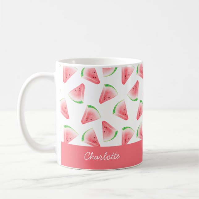 Pink Watermelon Personalized Kaffeetasse (Links)