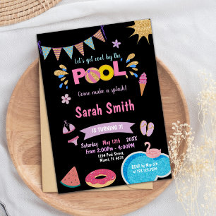 Pink Watermelon Pool Geburtstag Einladung