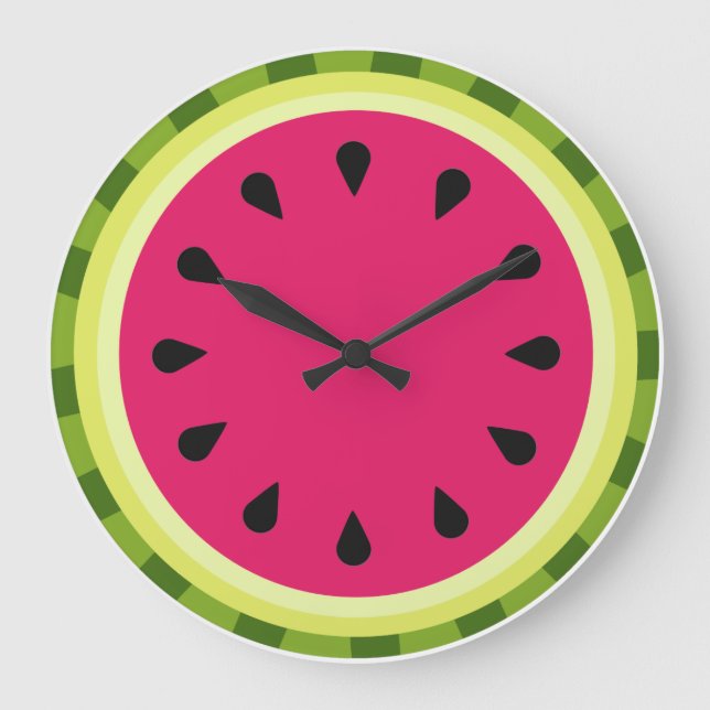 Pink Watermelon Slice Wall Clock Große Wanduhr (Vorderseite)