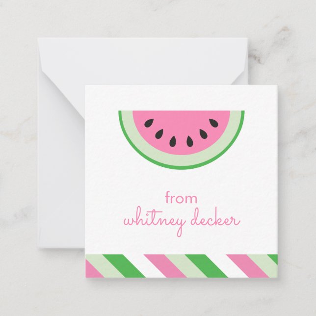Pink Watermelon Streifen Geschenkkarren Mitteilungskarte (Vorderseite)