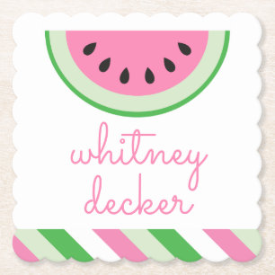 Pink Watermelon Stripe Personalisiert Paper Unters Untersetzer