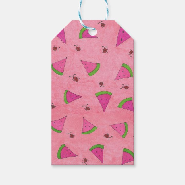 Pink Watermelon und Lady Bugs Geschenkanhänger (Vorderseite)