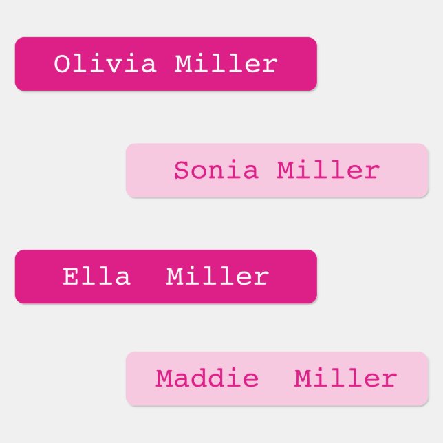 Pink waterproof name labels school daycare etiketten (Gruppe)