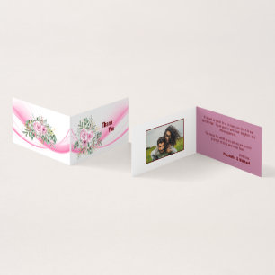 Pink Wave & Floral Wedding Danke Karte