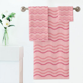 Pink Wave Pattern Towel Badhandtuch Set