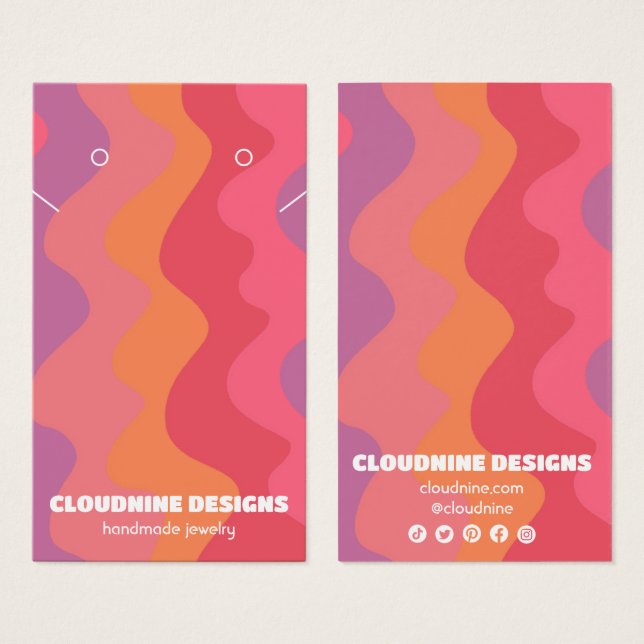 Pink Waves Earring Necklace Juwelier Display Card (Vorne & Hinten)