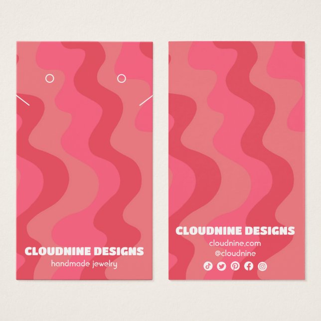 Pink Waves Earring Necklace Juwelier Display Card (Vorne & Hinten)