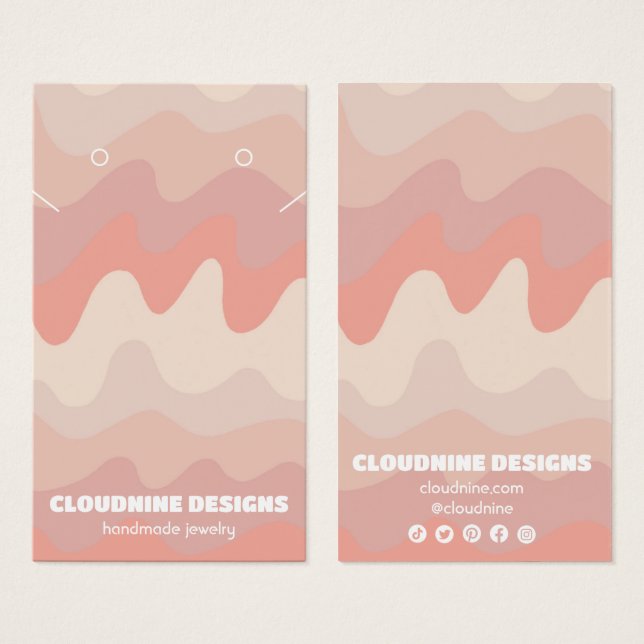 Pink Waves Earring Necklace Juwelier Display Card (Vorne & Hinten)