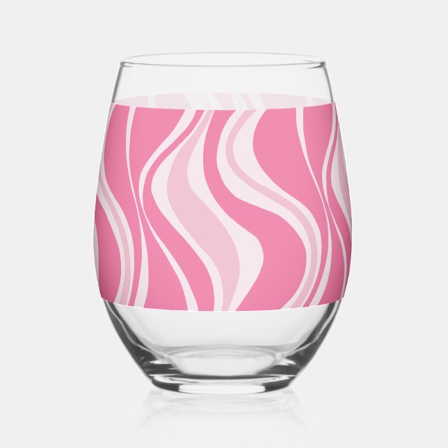 Pink Waves Glass Weinglas Ohne Stiel (Vorderseite)
