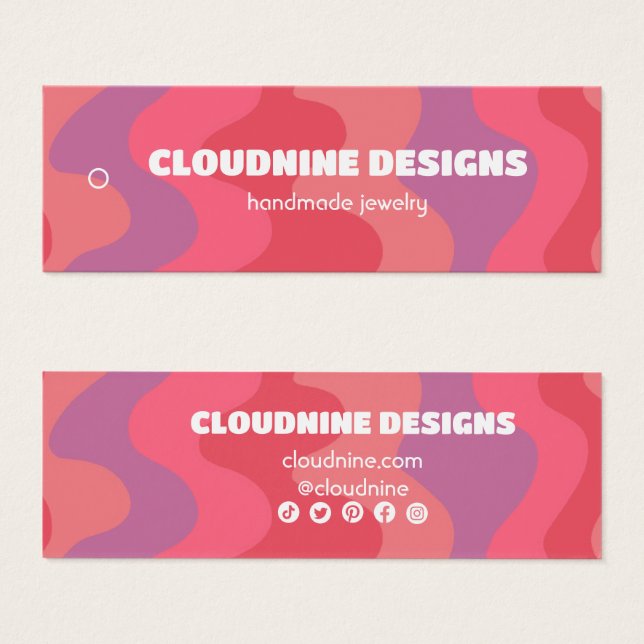 Pink Waves Hangtag Necklace Juwelier Display Card (Vorne & Hinten)