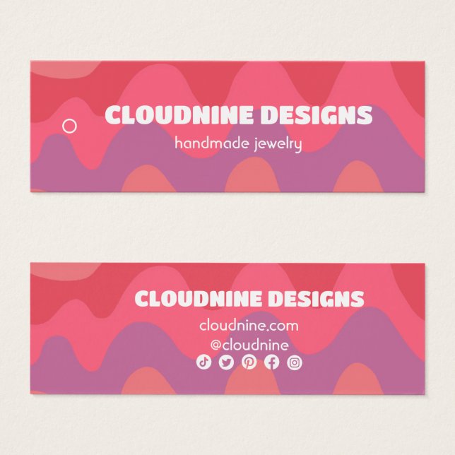 Pink Waves Hangtag Necklace Juwelier Display Card (Vorne & Hinten)