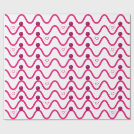 Pink Waves & Hearts Muster Wrapping Paper Geschenkpapier