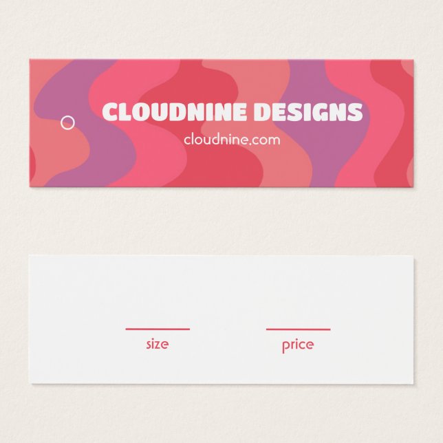 Pink Waves Kleidungsgröße Preis Hangtag Karte (Vorne & Hinten)