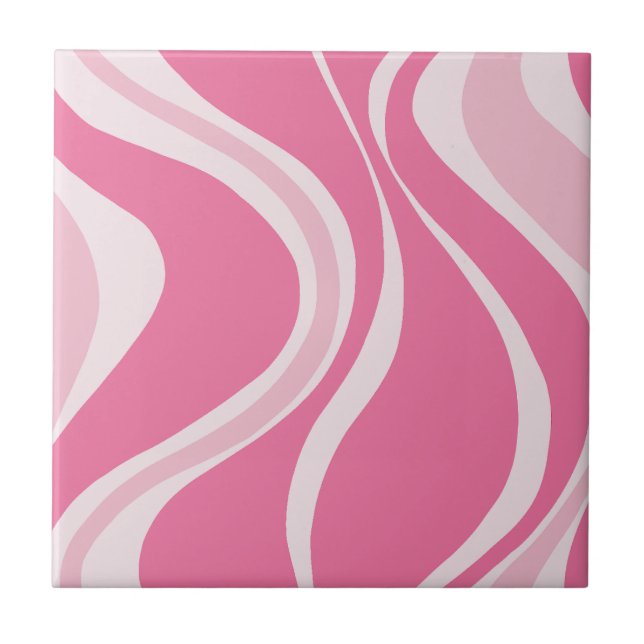 Pink Waves Tile Fliese (Vorderseite)