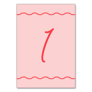 Pink Wavy Retro Hochzeit Tischnummer