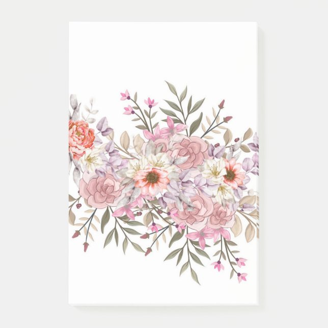 Pink Wedding Bouquet Post-it Klebezettel (Vorderseite)