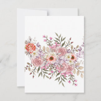 Pink Wedding Bouquet RSVP Karte