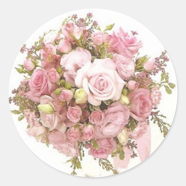 Pink Wedding Bouquet Umschlag Aufkleber Stickers (Vorderseite)