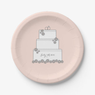 Pink Wedding Cake Dessert Empfang Plate Pappteller