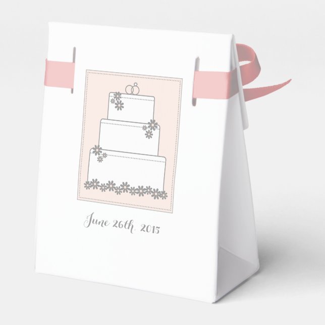 Pink Wedding Cake Empfang Gefallen Box Geschenkschachtel (Rückseite)