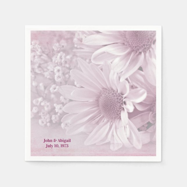 Pink Wedding Daisy Bouquet Serviette (Vorderseite)