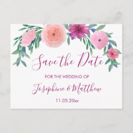 PInk Wedding Flowers Save the Date Ankündigungspostkarte
