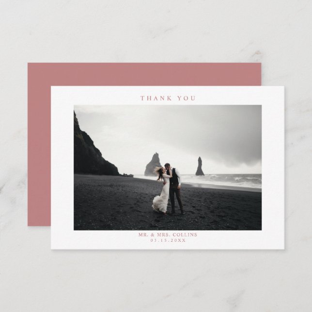 Pink Wedding Foto Danke Karte (Vorne/Hinten)
