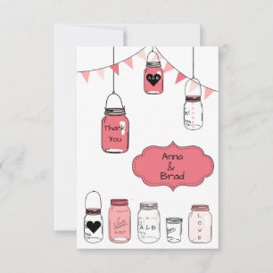 Pink Wedding Jars - 3x5 Danke Einladung