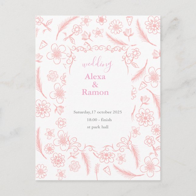 pink wedding postkarte (Vorderseite)