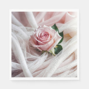 Pink Wedding Rose auf Tulle Serviette